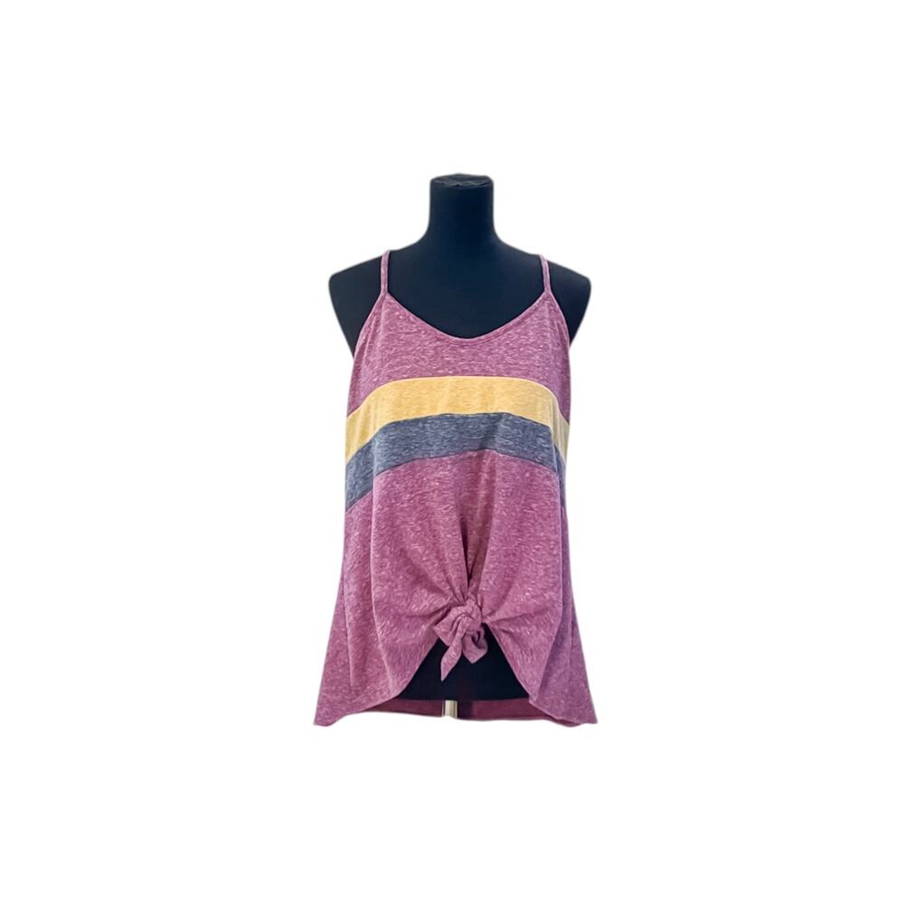 Hopely Color Block Tie Front Tank Top Blouse Women’s Size Large